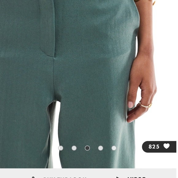 Vero Moda tailored herringbone wide leg pants in dark forest green - Picture 3 of 5